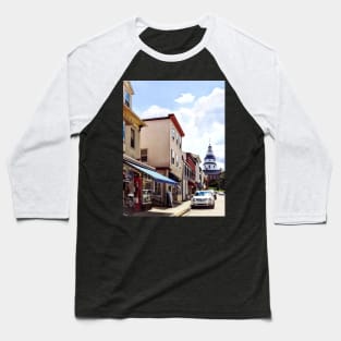 Annapolis MD - Shops on Maryland Avenue and Maryland State House Baseball T-Shirt